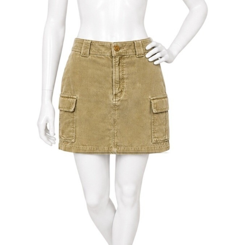 Vintage Y2K Ralph Lauren Tan Corduroy Cargo Mini Skirt Women's 0 Fall School